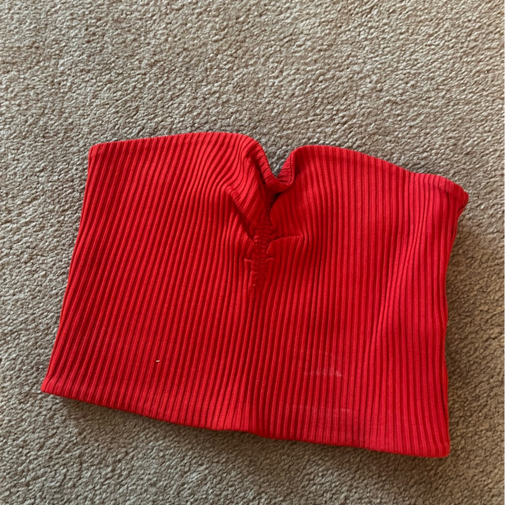 Wilfred Aritzia Red Strapless Crop Top XS